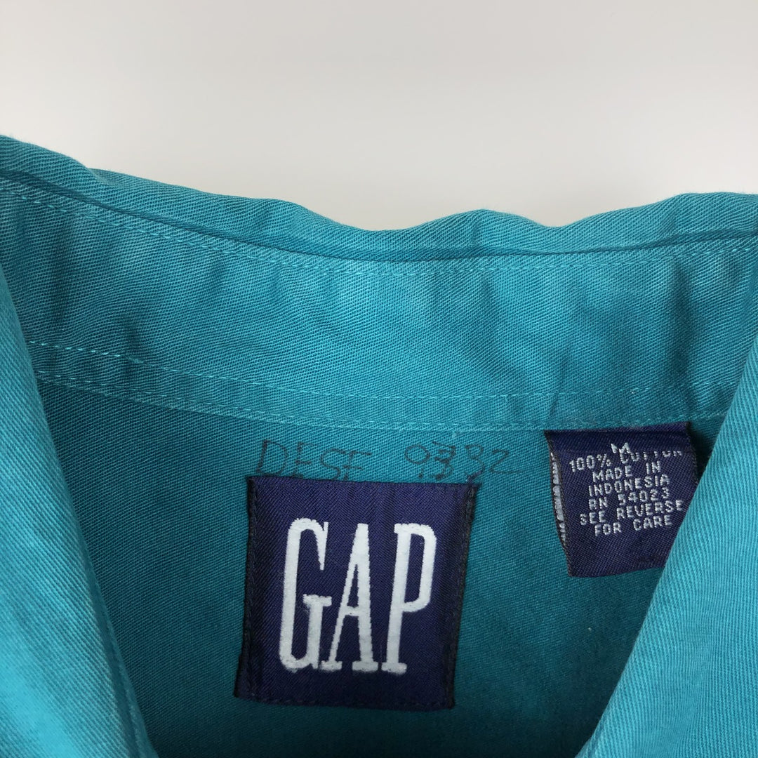 90'S GAP Vintage Long Sleeve Cotton Shirt, Men's Size Medium cotton green type Vintage Second Hand