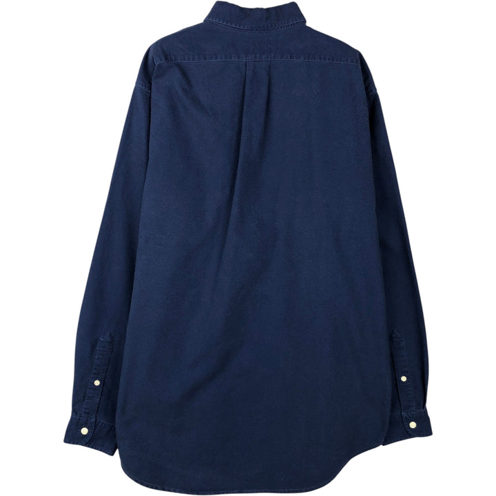 90'S J.Crew Long-Sleeve Button-Down Shirt, Men's Size M (Equivalent), Vintage cotton navy blue type Vintage Second Hand