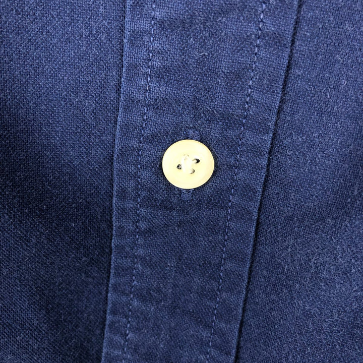 90'S J.Crew Long-Sleeve Button-Down Shirt, Men's Size M (Equivalent), Vintage cotton navy blue type Vintage Second Hand
