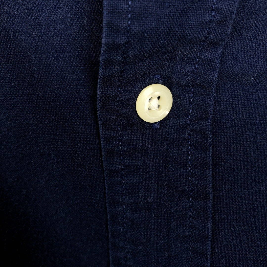 90'S J.Crew Long-Sleeve Button-Down Shirt, Men's Size M (Equivalent), Vintage cotton navy blue type Vintage Second Hand