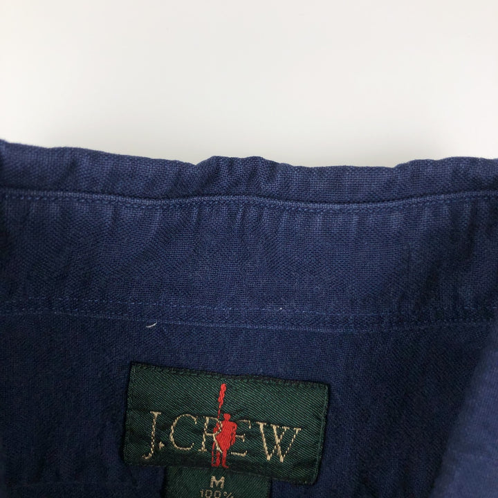 90'S J.Crew Long-Sleeve Button-Down Shirt, Men's Size M (Equivalent), Vintage cotton navy blue type Vintage Second Hand