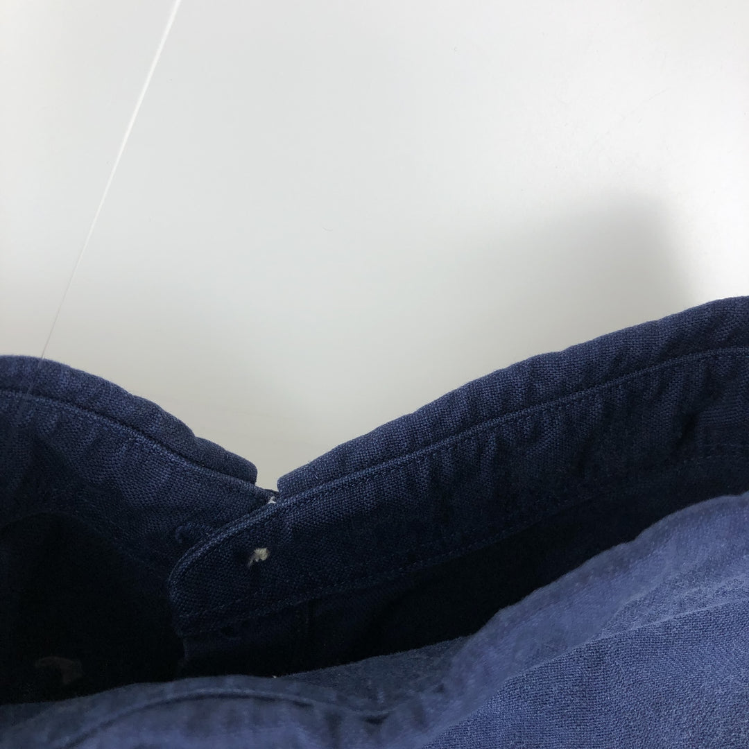 90'S J.Crew Long-Sleeve Button-Down Shirt, Men's Size M (Equivalent), Vintage cotton navy blue type Vintage Second Hand
