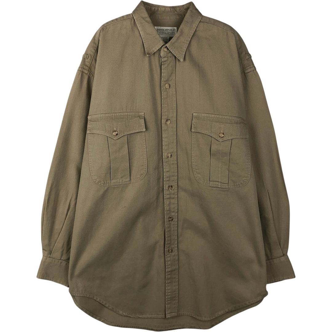 Banana Republic long-sleeved cotton shirt, men's size M. cotton Beige type Vintage Second Hand