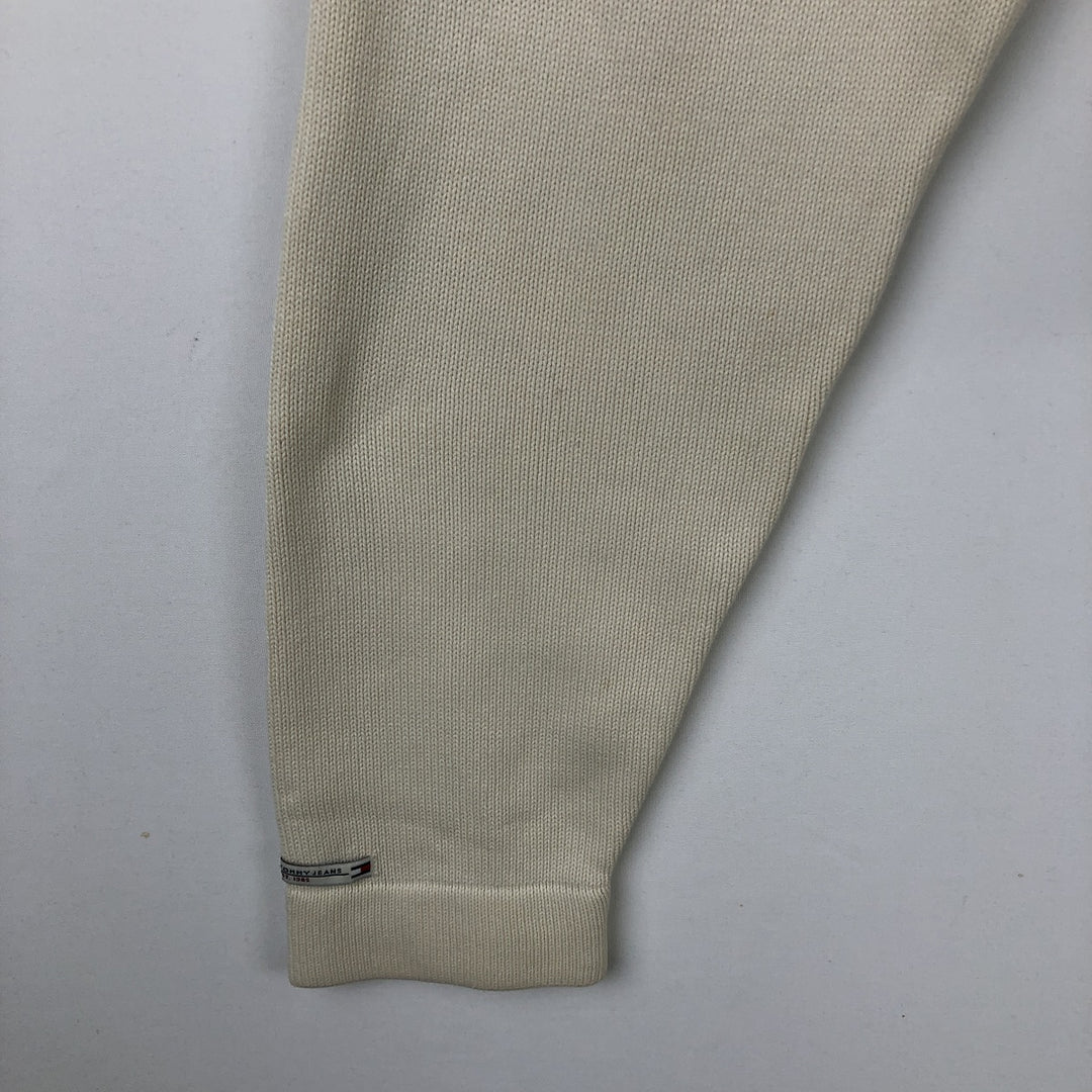 Vintage 90'S Tommy Hilfiger Jeans cotton knit sweater, men's size XL cotton white type Vintage Second Hand