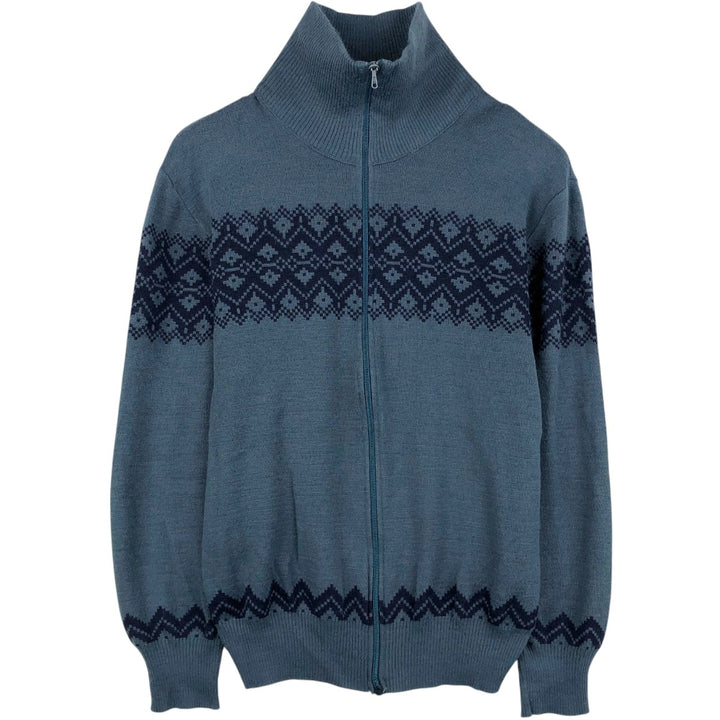 All-over print driver's knit sweater, men's size L (approx.) acrylic navy blue type Vintage Second Hand