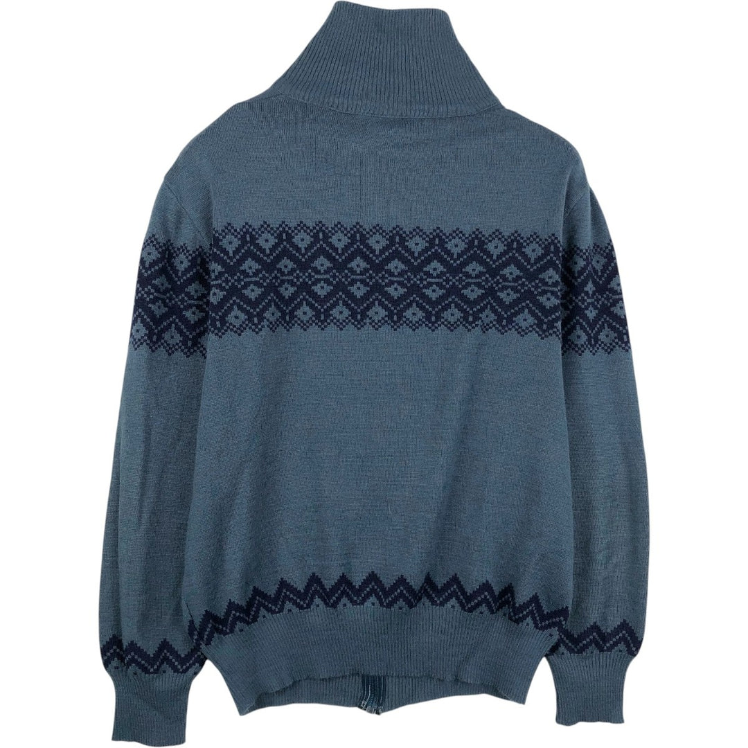 All-over print driver's knit sweater, men's size L (approx.) acrylic navy blue type Vintage Second Hand