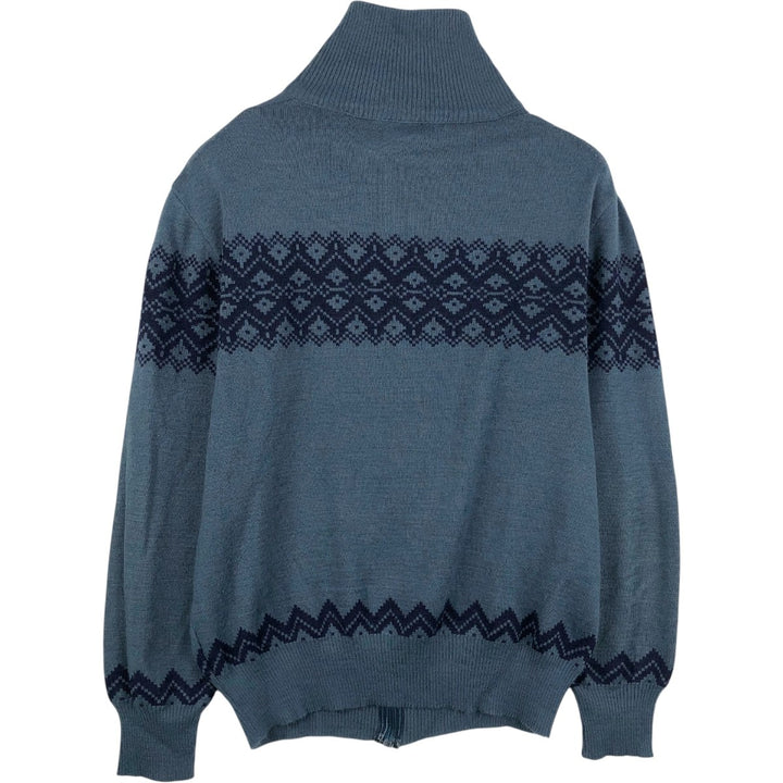 All-over print driver's knit sweater, men's size L (approx.) acrylic navy blue type Vintage Second Hand
