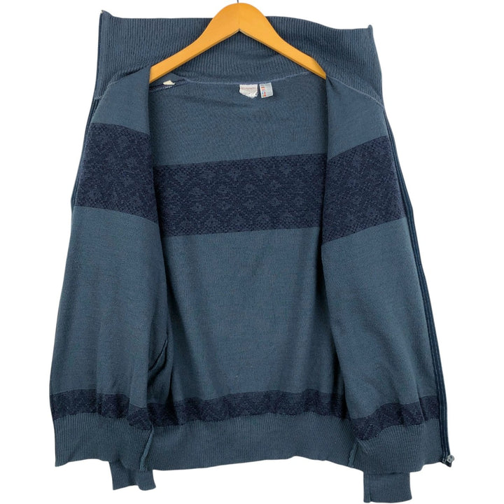 All-over print driver's knit sweater, men's size L (approx.) acrylic navy blue type Vintage Second Hand