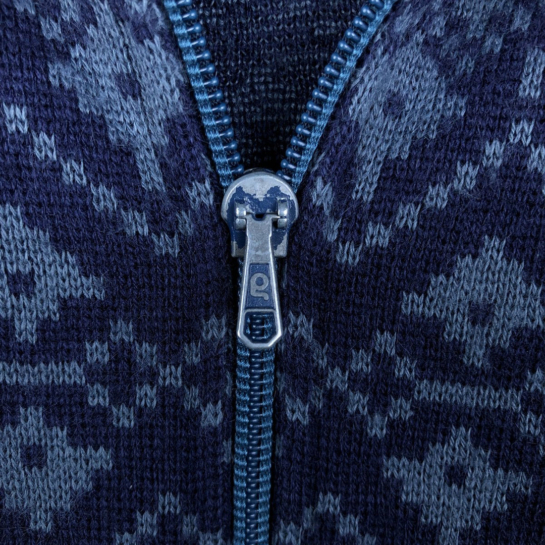 All-over print driver's knit sweater, men's size L (approx.) acrylic navy blue type Vintage Second Hand
