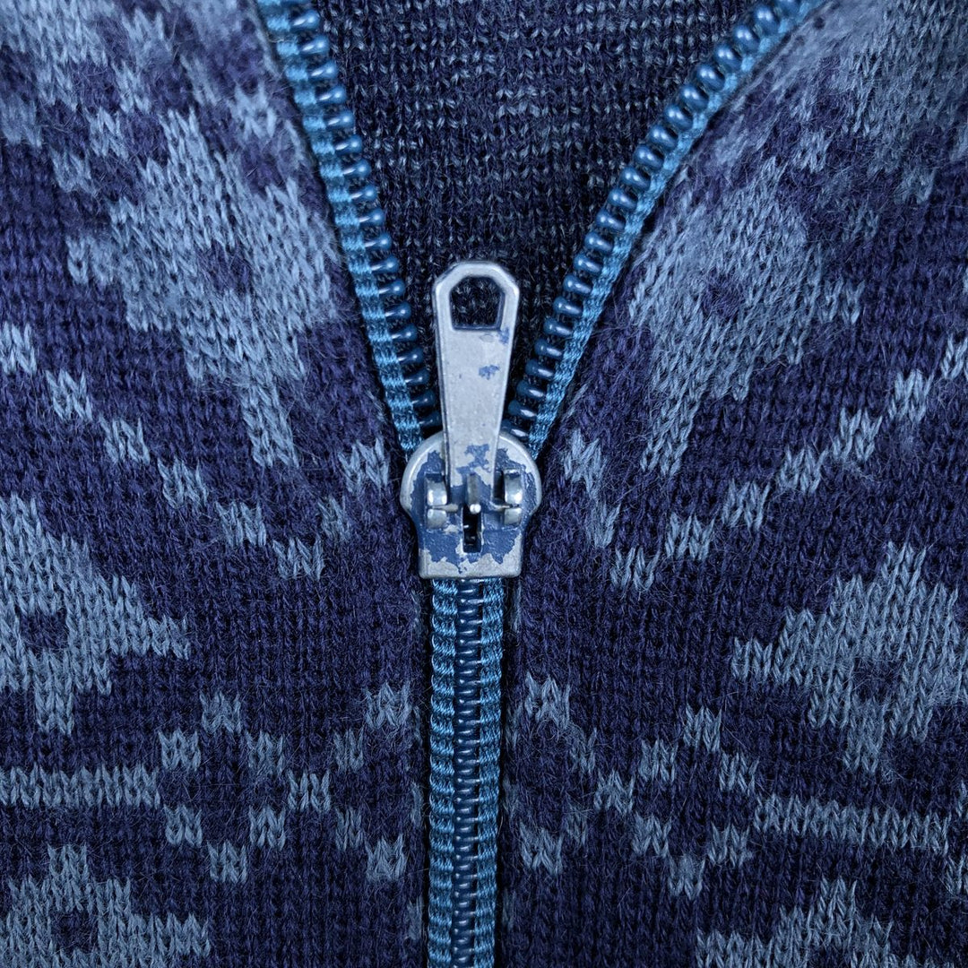 All-over print driver's knit sweater, men's size L (approx.) acrylic navy blue type Vintage Second Hand