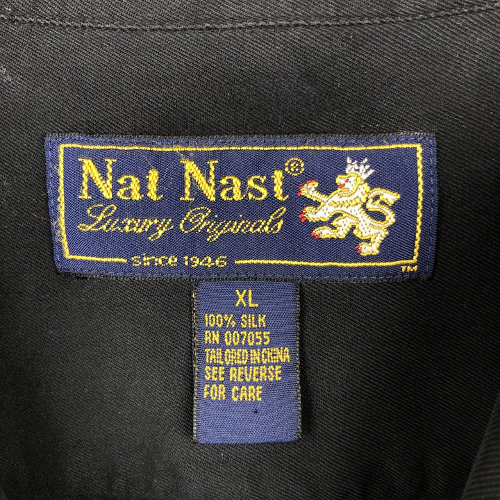 90s-00'S Nat Nast Two-Tone Short-Sleeve Open-Collar Silk Shirt, Men's XL (approx.), Vintage silk black type Vintage Second Hand