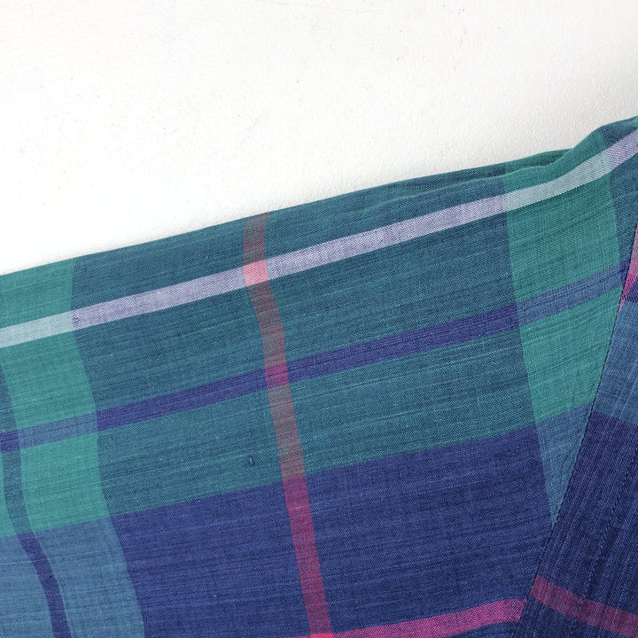 Ralph Lauren Madras Check Long Sleeve Button-Down Check Shirt, Men's Size L cotton green type Vintage Second Hand