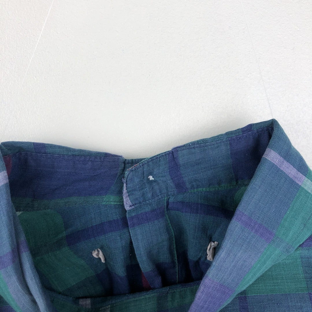 Ralph Lauren Madras Check Long Sleeve Button-Down Check Shirt, Men's Size L cotton green type Vintage Second Hand