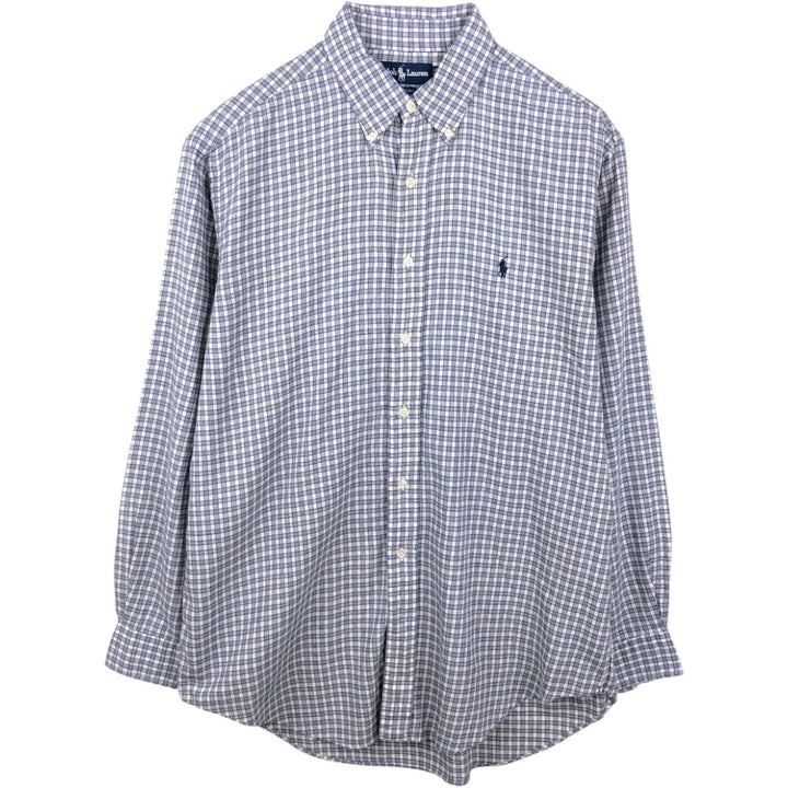 Ralph Lauren YARMOUTH Long Sleeve Button-Down Check Shirt, Men's Size L cotton white type Vintage Second Hand