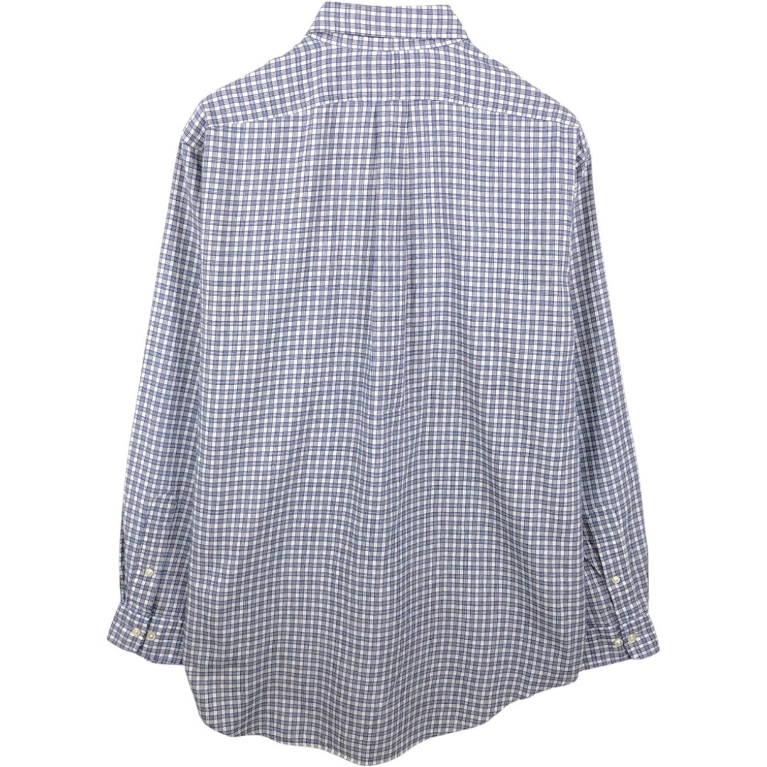 Ralph Lauren YARMOUTH Long Sleeve Button-Down Check Shirt, Men's Size L cotton white type Vintage Second Hand