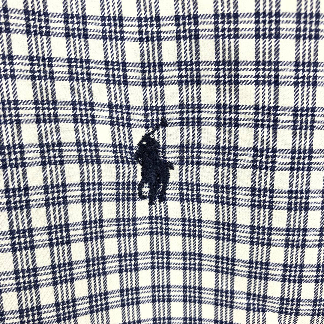 Ralph Lauren YARMOUTH Long Sleeve Button-Down Check Shirt, Men's Size L cotton white type Vintage Second Hand