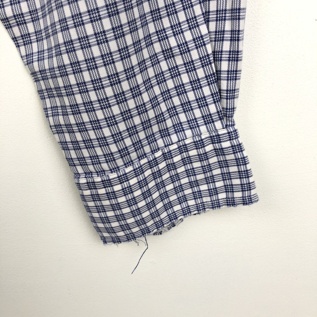 Ralph Lauren YARMOUTH Long Sleeve Button-Down Check Shirt, Men's Size L cotton white type Vintage Second Hand