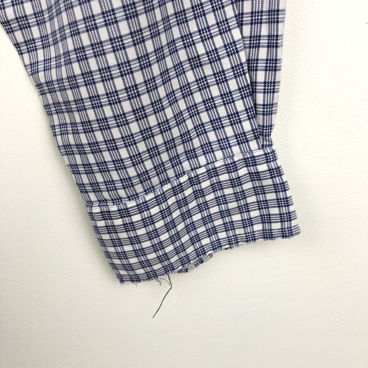 Ralph Lauren YARMOUTH Long Sleeve Button-Down Check Shirt, Men's Size L cotton white type Vintage Second Hand