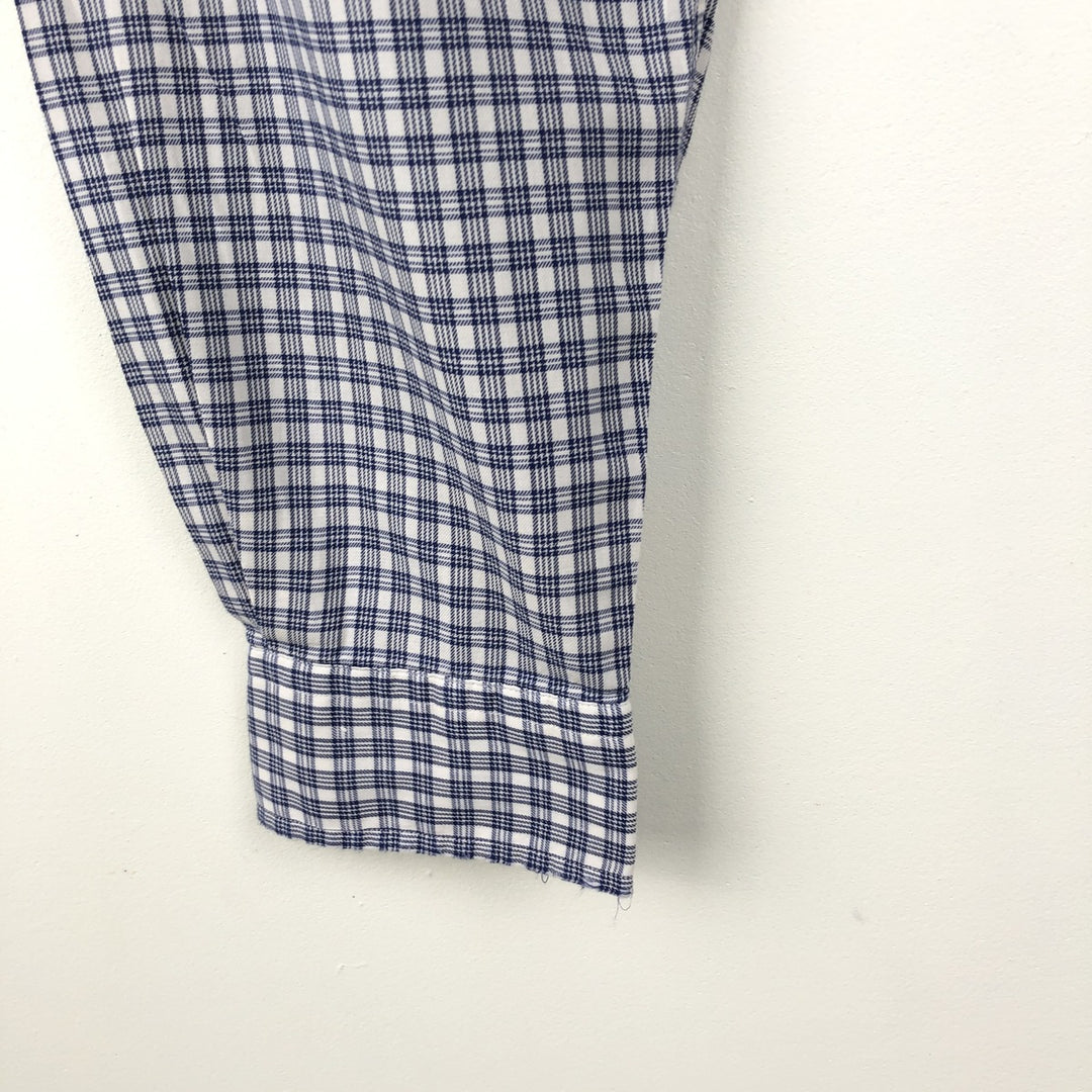 Ralph Lauren YARMOUTH Long Sleeve Button-Down Check Shirt, Men's Size L cotton white type Vintage Second Hand