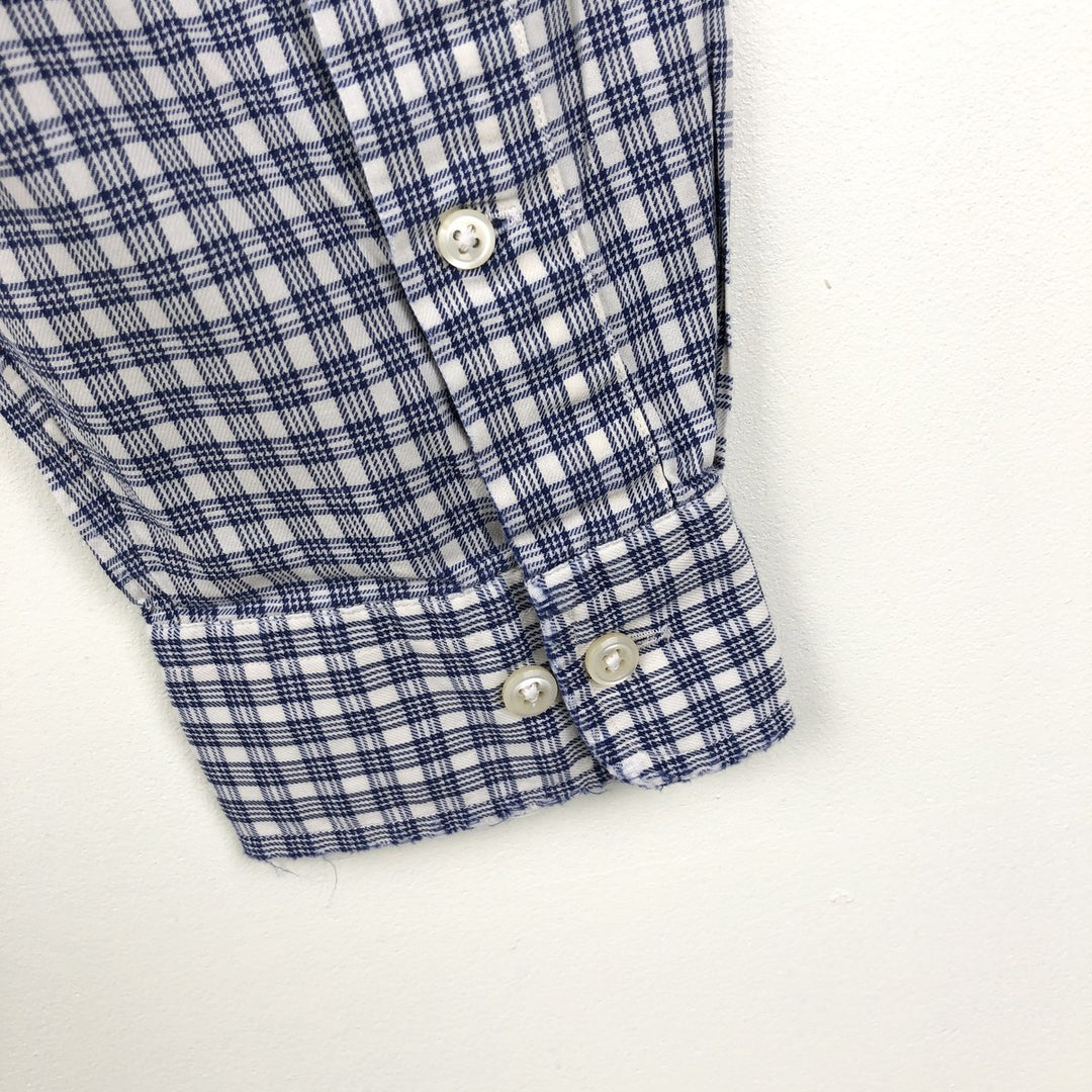 Ralph Lauren YARMOUTH Long Sleeve Button-Down Check Shirt, Men's Size L cotton white type Vintage Second Hand