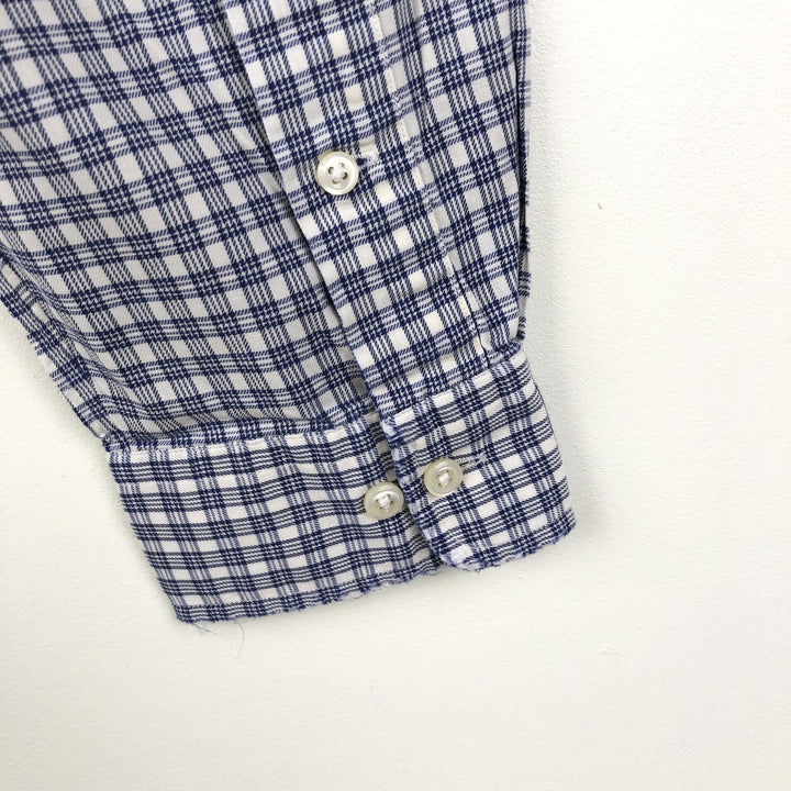 Ralph Lauren YARMOUTH Long Sleeve Button-Down Check Shirt, Men's Size L cotton white type Vintage Second Hand