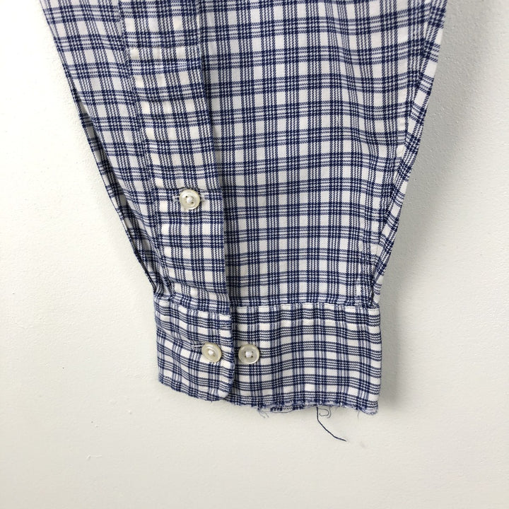 Ralph Lauren YARMOUTH Long Sleeve Button-Down Check Shirt, Men's Size L cotton white type Vintage Second Hand