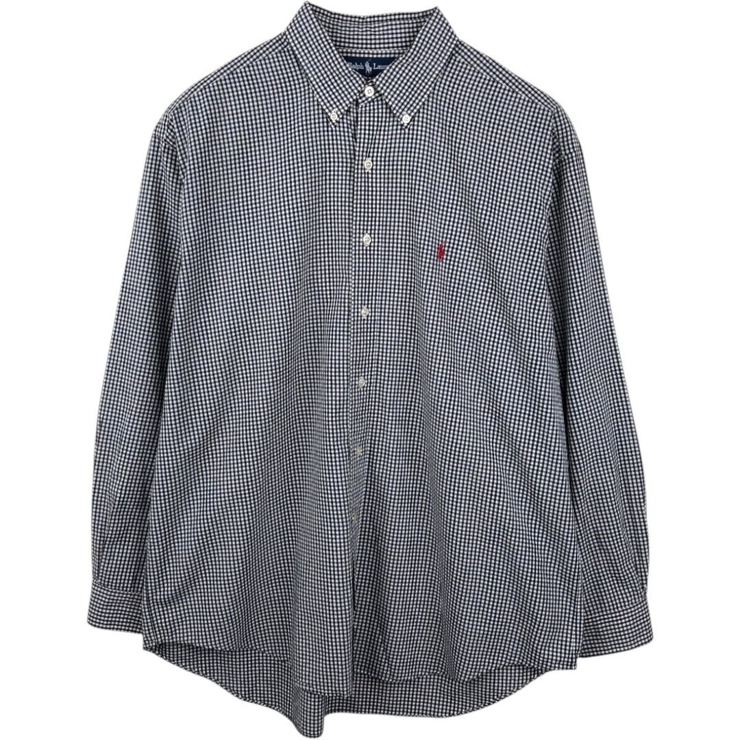 Ralph Lauren BLAKE Gingham Check Long Sleeve Button-Down Check Shirt Men's XL cotton black type Vintage Second Hand