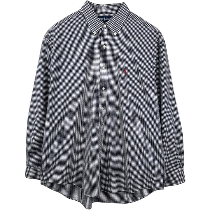 Ralph Lauren BLAKE Gingham Check Long Sleeve Button-Down Check Shirt Men's XL cotton black type Vintage Second Hand