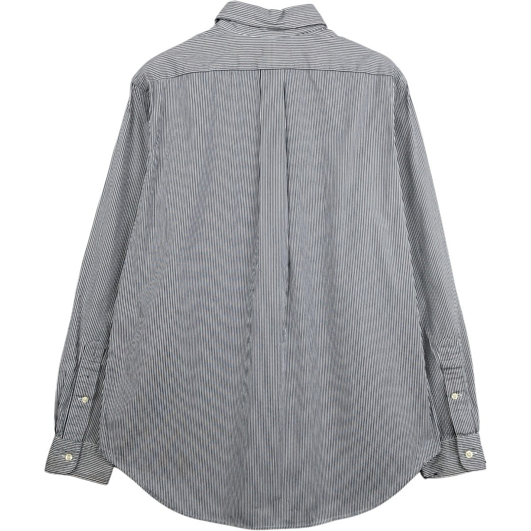 Ralph Lauren CLASSIC FIT Stripe Pattern Long-Sleeve Button-Down Stripe Shirt, Men's Size XL (approx.) unclear navy blue type Vintage Second Hand