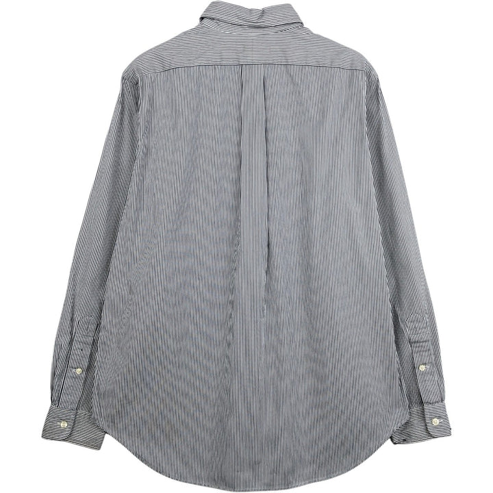 Ralph Lauren CLASSIC FIT Stripe Pattern Long-Sleeve Button-Down Stripe Shirt, Men's Size XL (approx.) unclear navy blue type Vintage Second Hand