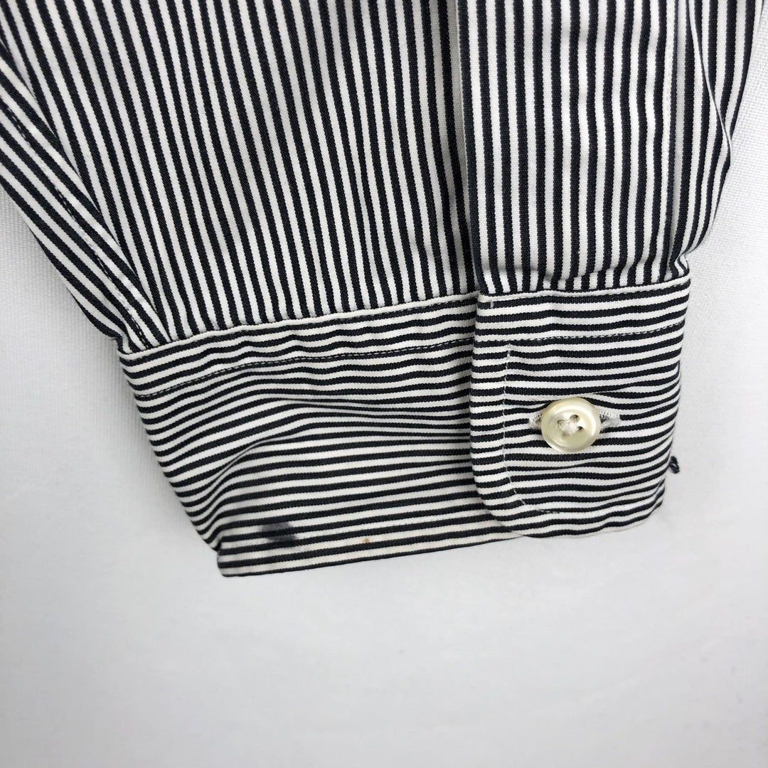 Ralph Lauren CLASSIC FIT Stripe Pattern Long-Sleeve Button-Down Stripe Shirt, Men's Size XL (approx.) unclear navy blue type Vintage Second Hand