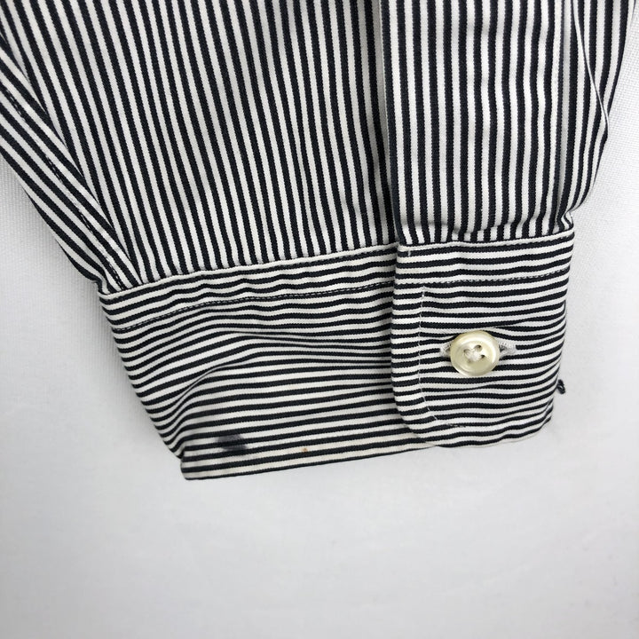 Ralph Lauren CLASSIC FIT Stripe Pattern Long-Sleeve Button-Down Stripe Shirt, Men's Size XL (approx.) unclear navy blue type Vintage Second Hand