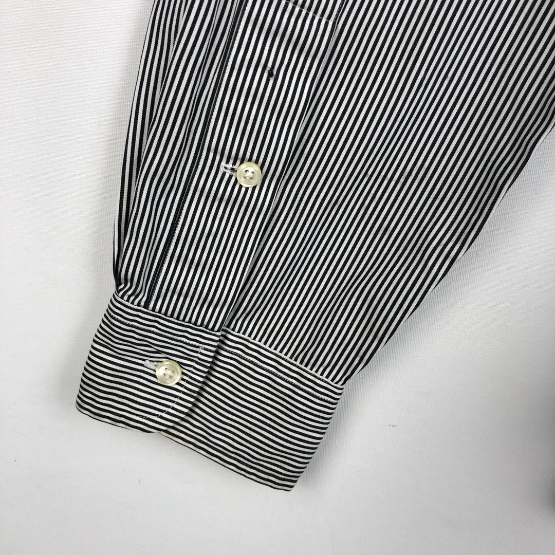Ralph Lauren CLASSIC FIT Stripe Pattern Long-Sleeve Button-Down Stripe Shirt, Men's Size XL (approx.) unclear navy blue type Vintage Second Hand
