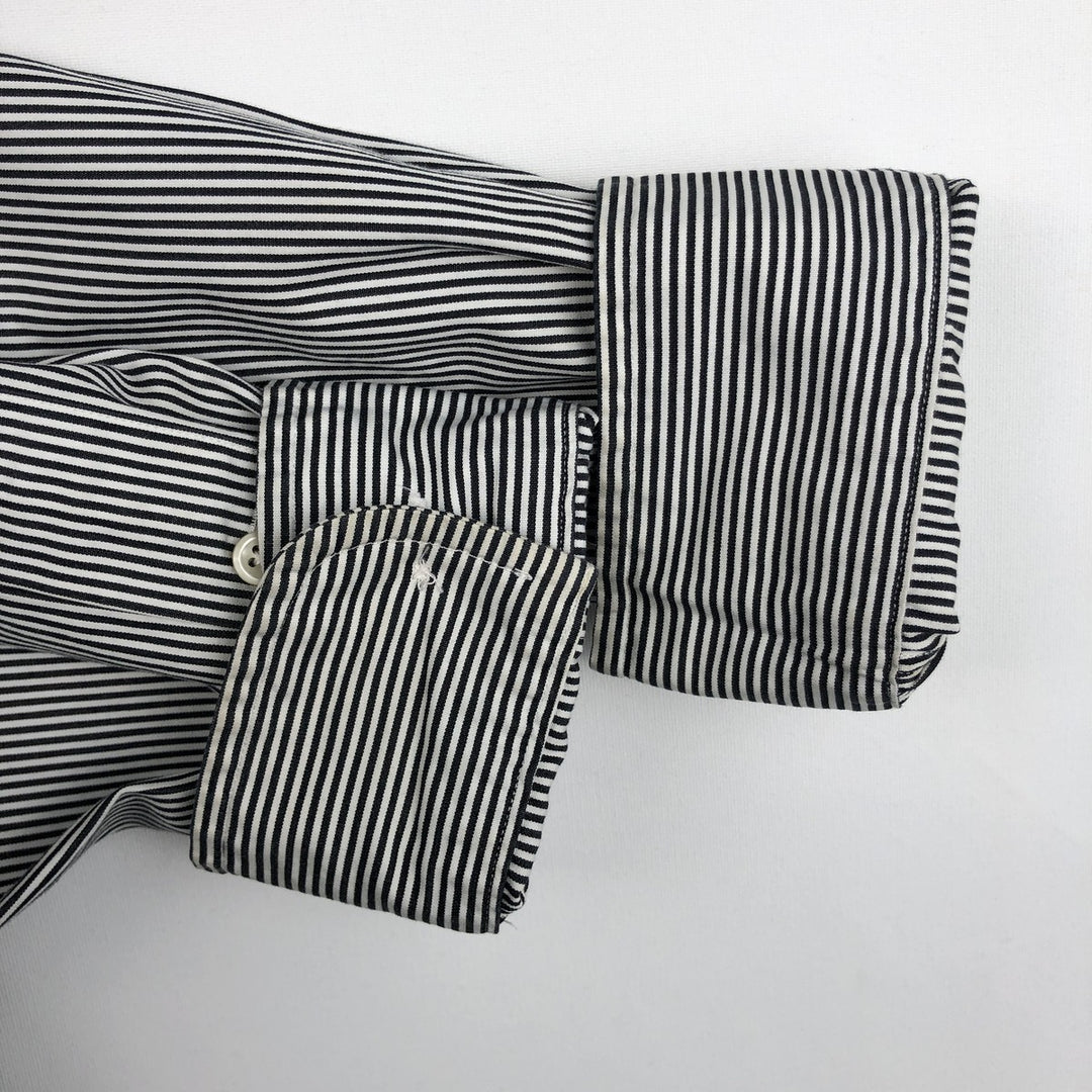Ralph Lauren CLASSIC FIT Stripe Pattern Long-Sleeve Button-Down Stripe Shirt, Men's Size XL (approx.) unclear navy blue type Vintage Second Hand