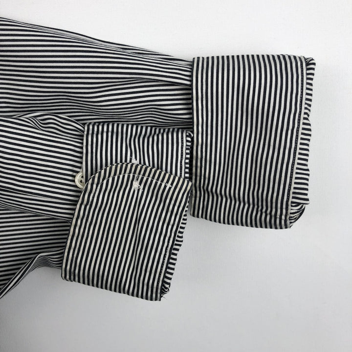 Ralph Lauren CLASSIC FIT Stripe Pattern Long-Sleeve Button-Down Stripe Shirt, Men's Size XL (approx.) unclear navy blue type Vintage Second Hand