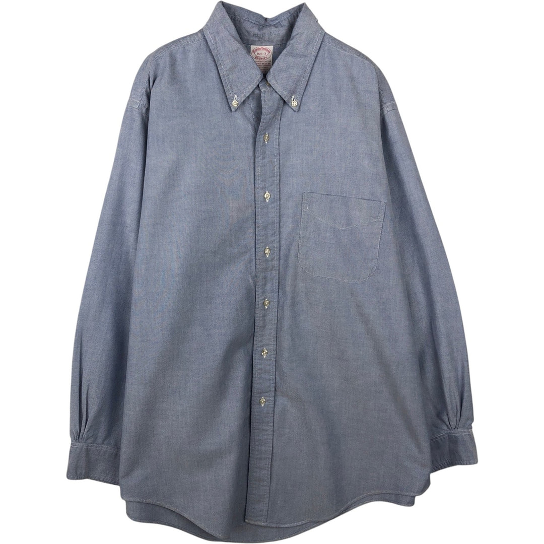 80s-90'S Brooks Brothers MAKERS Long Sleeve Button Down Shirt Made in USA Men's XL Vintage Supima Cotton blue type Vintage Second Hand