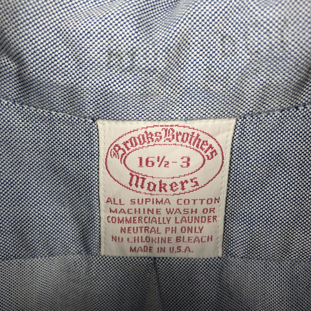 80s-90'S Brooks Brothers MAKERS Long Sleeve Button Down Shirt Made in USA Men's XL Vintage Supima Cotton blue type Vintage Second Hand