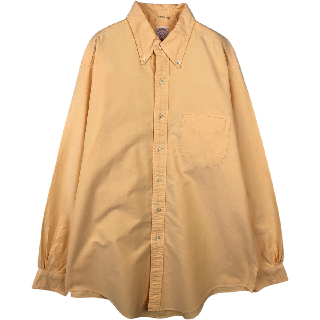 80s-90'S Brooks Brothers MAKERS Long Sleeve Button Down Shirt Made in USA Men's Size L Vintage Supima Cotton orange type Vintage Second Hand