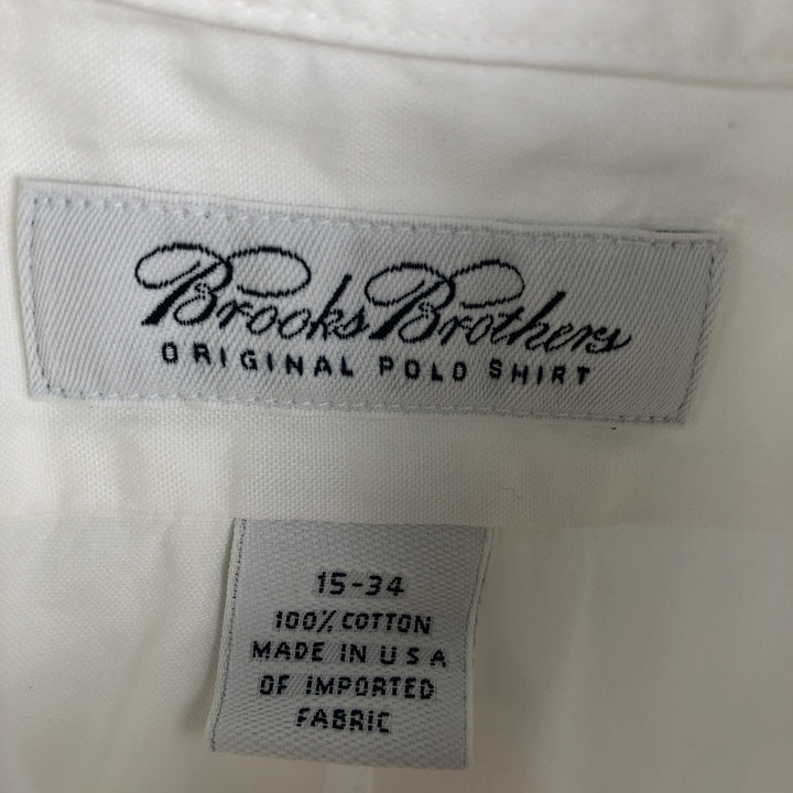 Brooks Brothers long-sleeved button-down shirt, made in the USA, size M cotton white type Vintage Second Hand