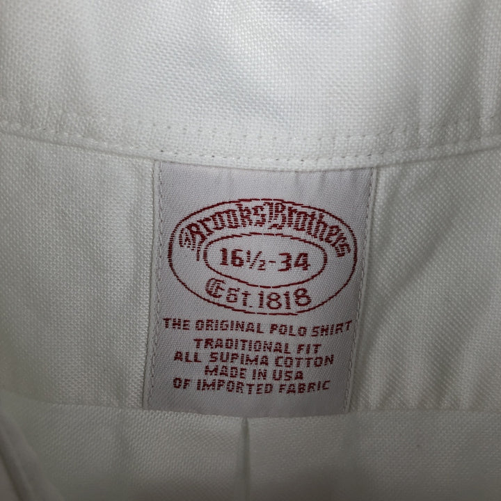 Brooks Brothers Est.1818 Long Sleeve Button Down Shirt Made in USA Men's Size L Supima Cotton white type Vintage Second Hand