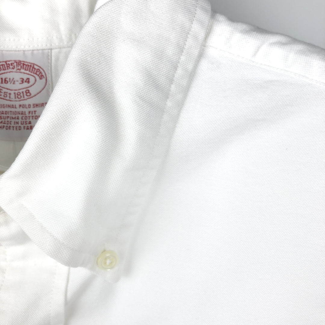 Brooks Brothers Est.1818 Long Sleeve Button Down Shirt Made in USA Men's Size L Supima Cotton white type Vintage Second Hand