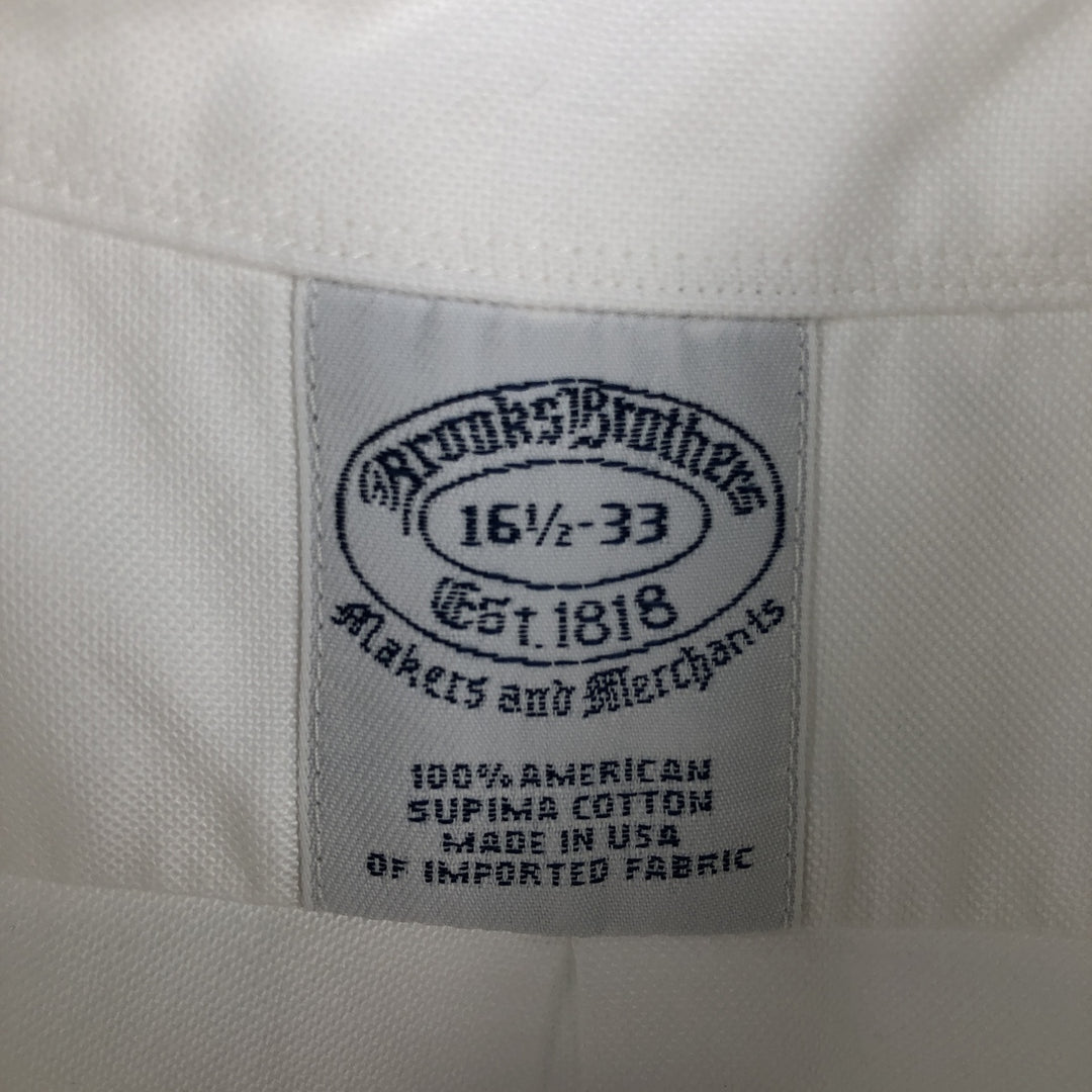 Brooks Brothers Est.1818 Long Sleeve Button Down Shirt Made in USA Men's Size L Supima Cotton white type Vintage Second Hand