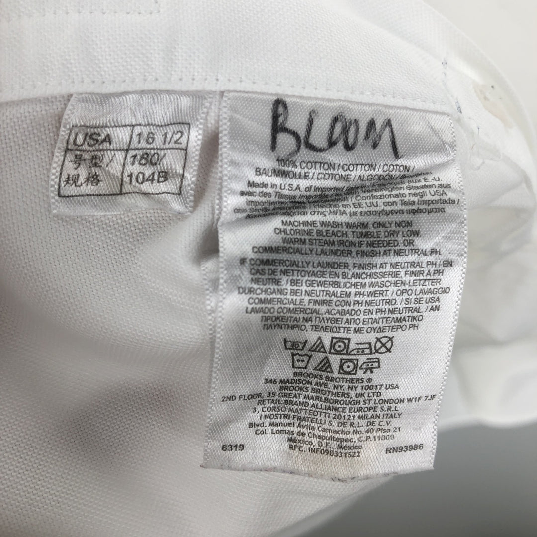 Brooks Brothers Est.1818 Long Sleeve Button Down Shirt Made in USA Men's Size L Supima Cotton white type Vintage Second Hand