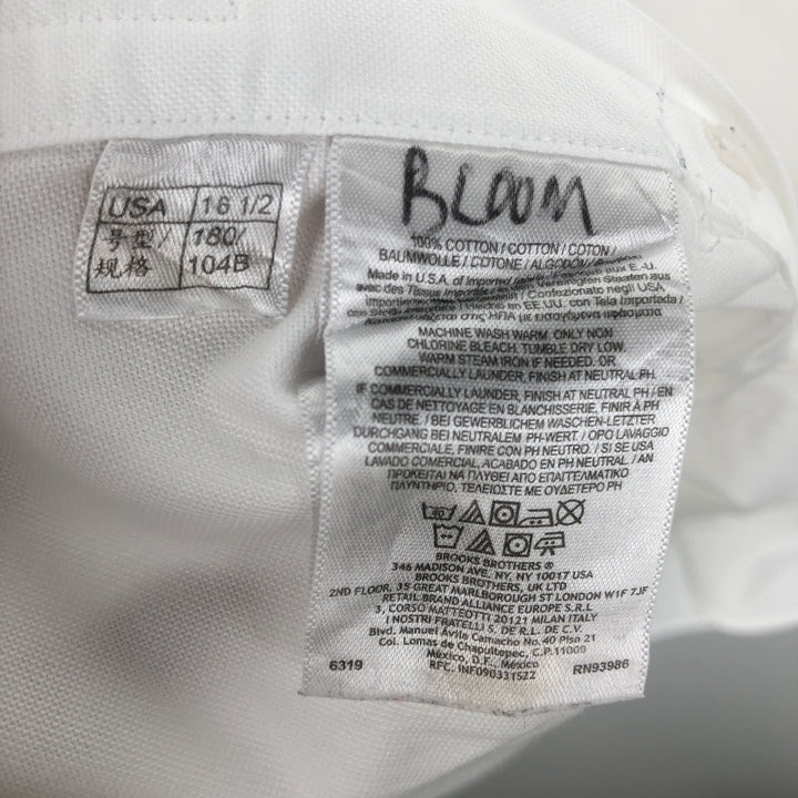 Brooks Brothers Est.1818 Long Sleeve Button Down Shirt Made in USA Men's Size L Supima Cotton white type Vintage Second Hand