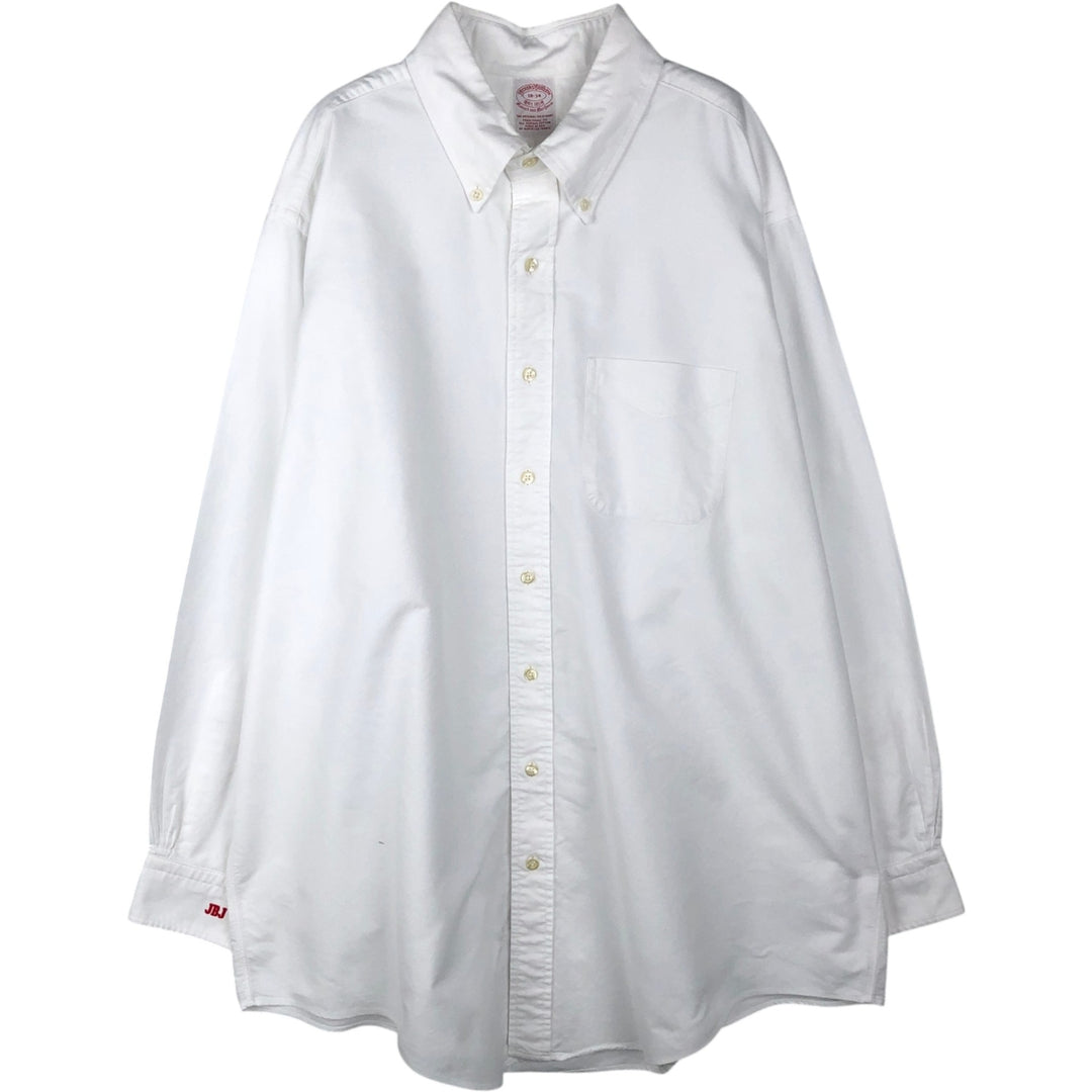 Brooks Brothers Est.1818 Long-Sleeve Button-Down Shirt, Made in USA, Men's Size XXL (approx.) Supima Cotton white type Vintage Second Hand