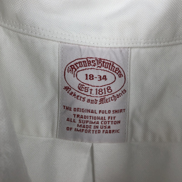Brooks Brothers Est.1818 Long-Sleeve Button-Down Shirt, Made in USA, Men's Size XXL (approx.) Supima Cotton white type Vintage Second Hand