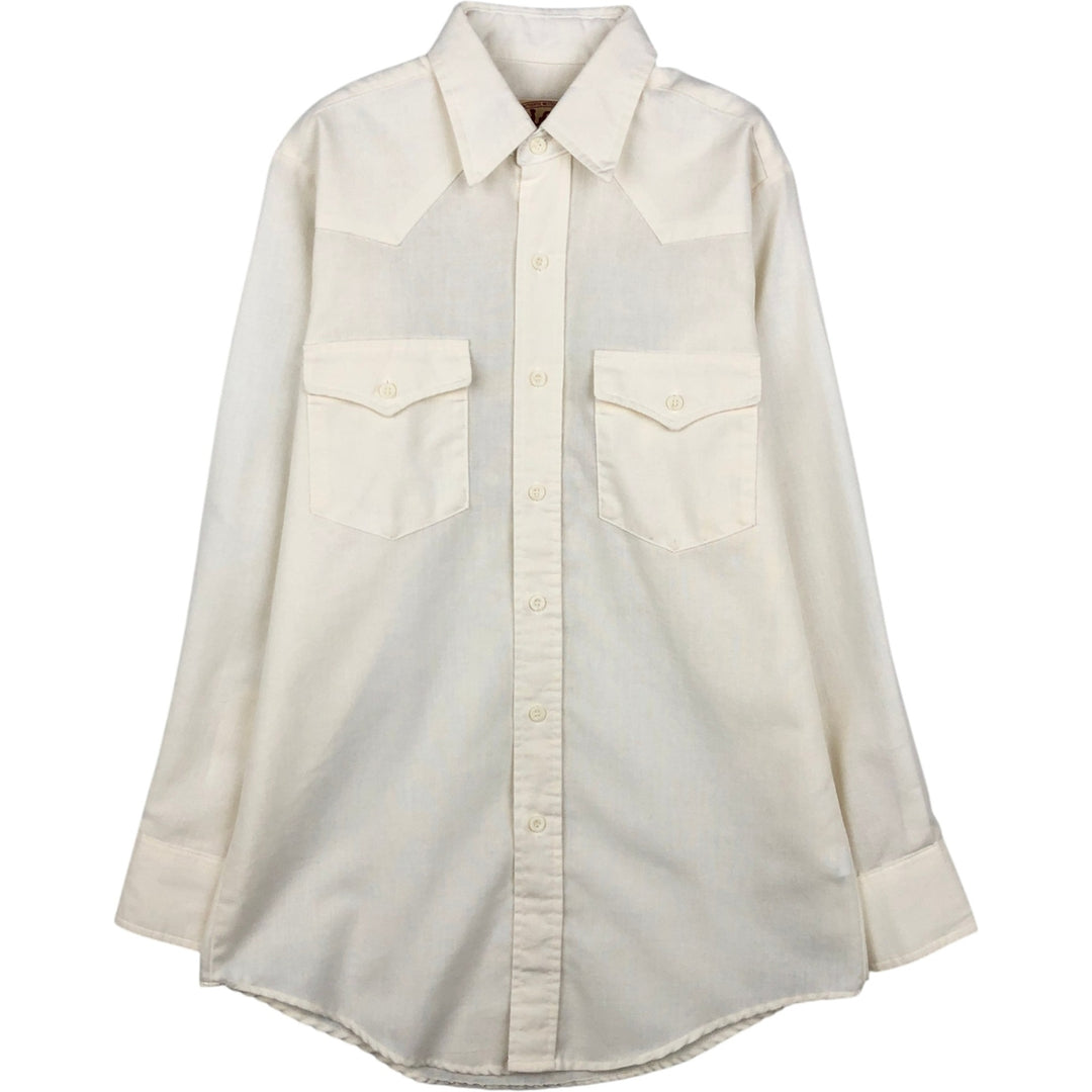 70s-80'S Lee EXTRA LONG TAILS Long-Sleeve Shirt, Made in USA, Men's Size M (Equivalent), Vintage unclear ivory Vintage Second Hand