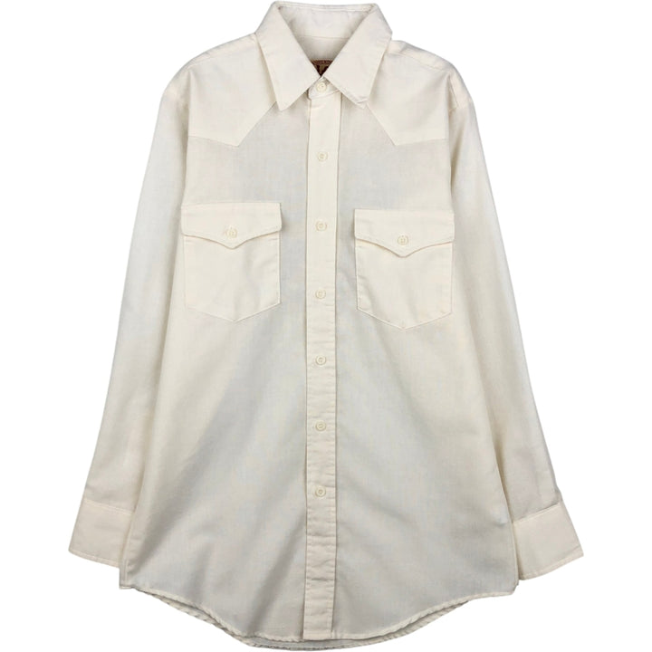 70s-80'S Lee EXTRA LONG TAILS Long-Sleeve Shirt, Made in USA, Men's Size M (Equivalent), Vintage unclear ivory Vintage Second Hand