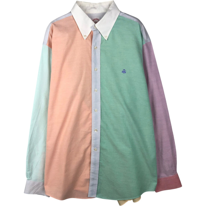 Brooks Brothers Est.1818 Crazy Pattern Long-Sleeve Button-Down Shirt, Men's Size L (approx.) Supima Cotton coral Vintage Second Hand