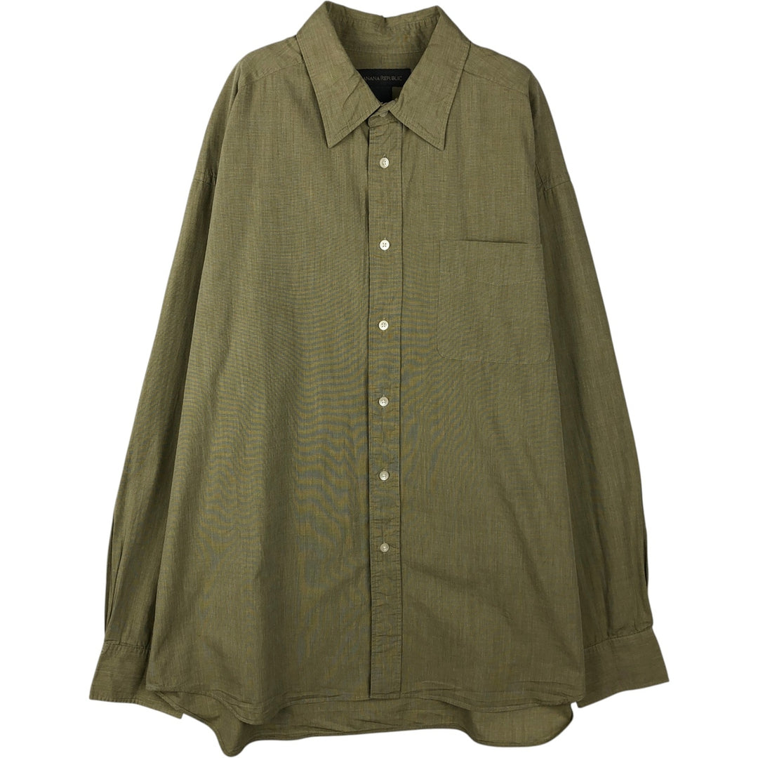 Banana Republic Long-Sleeve Cotton Shirt, Men's Size XL cotton Khaki type sage green Vintage Second Hand